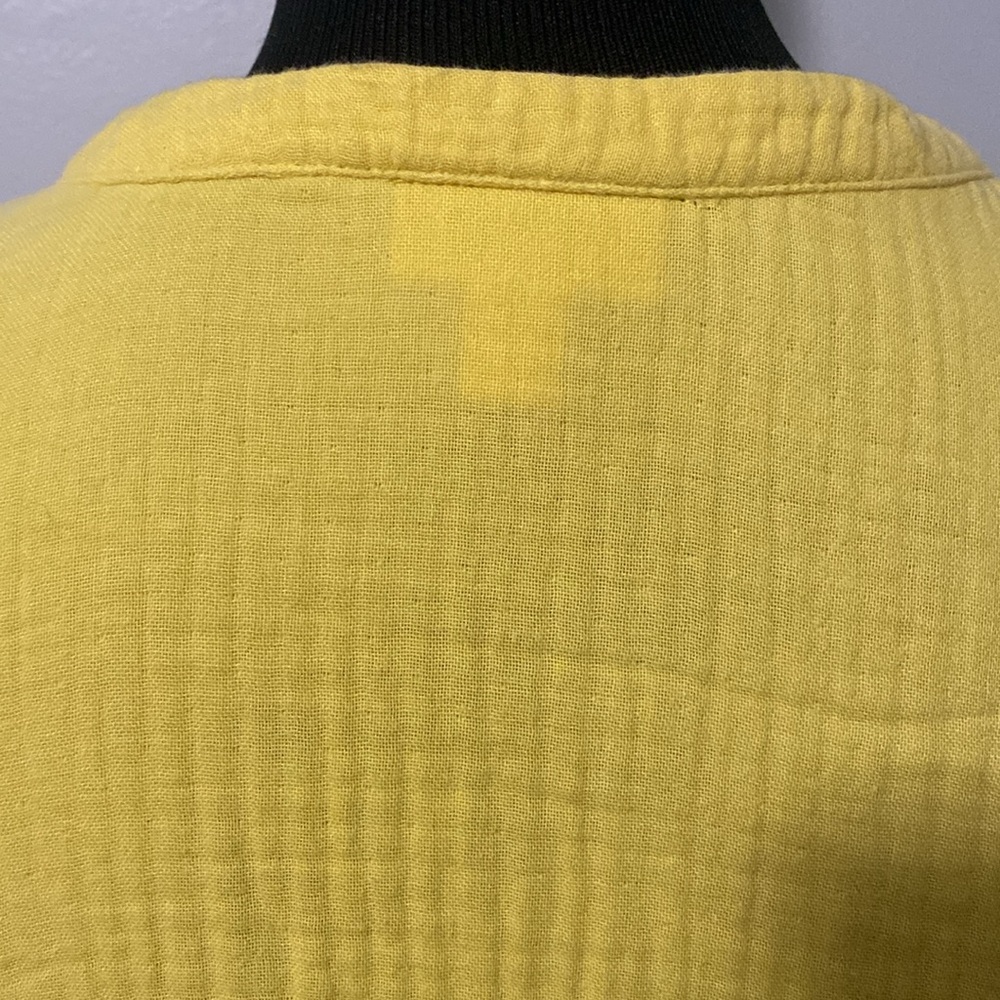 J Jill Yellow Tiered Dress Split Neck Short Sleeve Summer Sz M - Picture 7 of 10